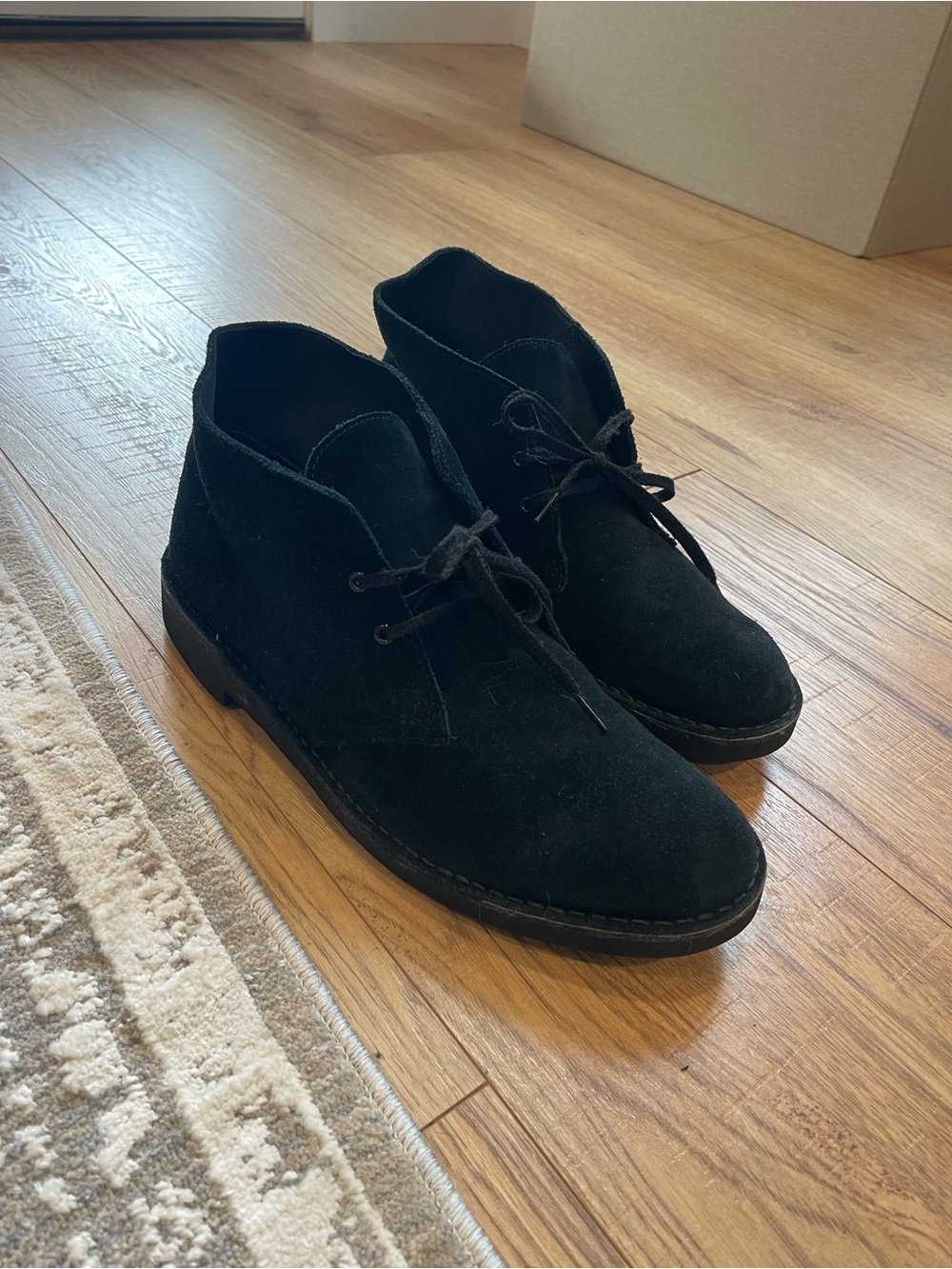 Men's Black Suede Clarks Boots - Size 11.5